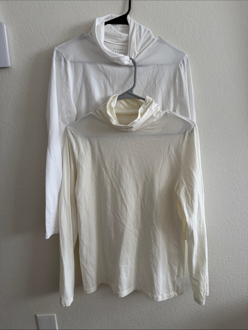Talbots White and Cream long sleeve turtlenecks- size Large you get both!